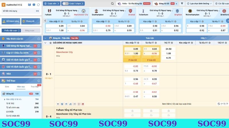 Bí kíp cược thể thao Soc99 đỉnh của chóp