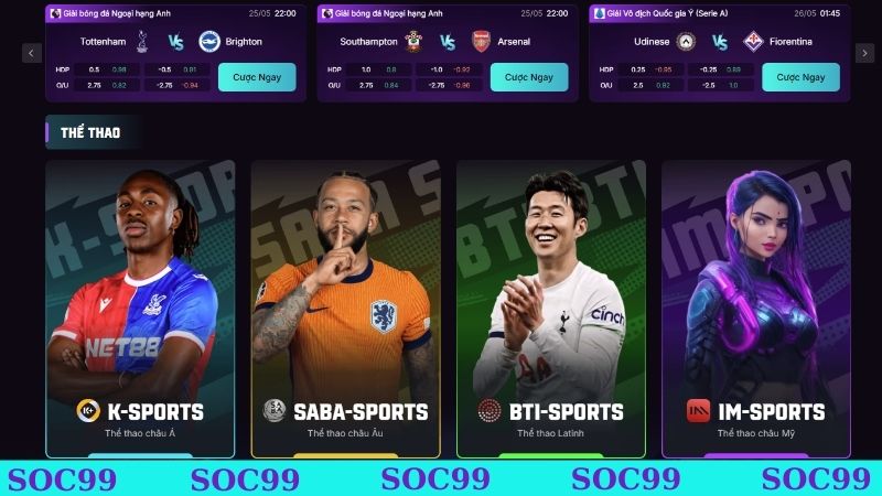 Tổng hợp các sảnh cược siêu hot tại Soc99